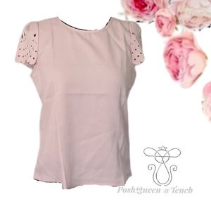 SHEIN Pastel Pink Scallop Sleeve Blouse